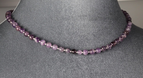 Zambian amethyst 6mm necklace - zambian,