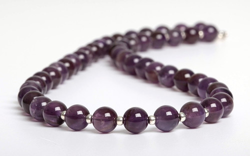 Zambian amethyst 8mm necklace - amethyst,